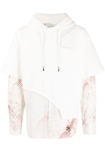 Feng Chen Wang cotton layered effect hoodie - Bianco