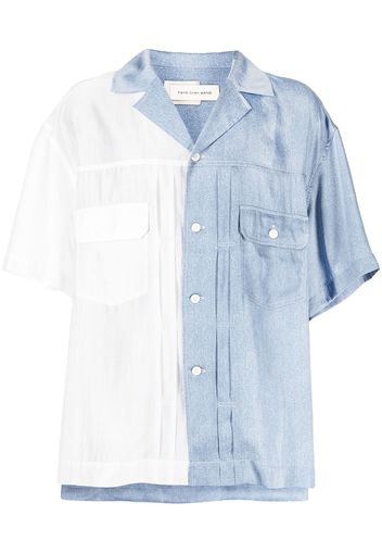 Feng Chen Wang transparent-panel camp collar shirt - Blu