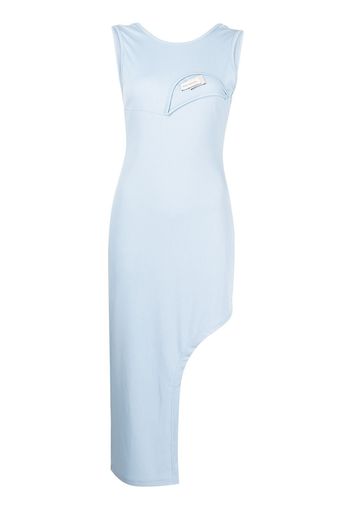 Feng Chen Wang logo-patch detail midi dress - Blu