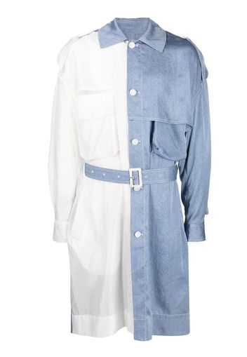 Feng Chen Wang two-tone belted trench coat - Blu