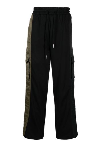 Feng Chen Wang contrast straight-leg cargo trousers - Nero