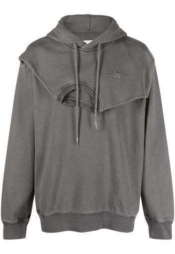 Feng Chen Wang double-collar layered hoodie - Grigio