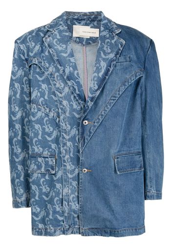 Feng Chen Wang Blazer denim Phoenix - Blu