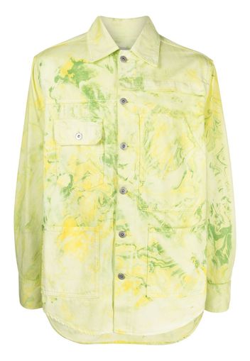 Feng Chen Wang Camicia denim con fantasia tie-dye - Verde