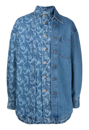 Feng Chen Wang Camicia denim Phoenix - Blu