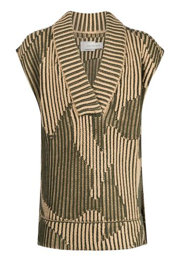 Feng Chen Wang purl-knit V-neck vest - Verde