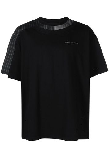Feng Chen Wang logo-embroidered patchwork T-shirt - Nero