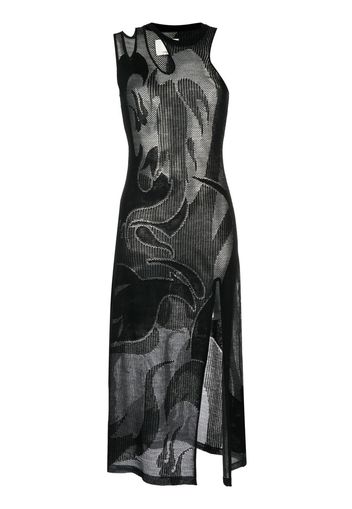 Feng Chen Wang Pheonix transparent jacquard dress - Nero