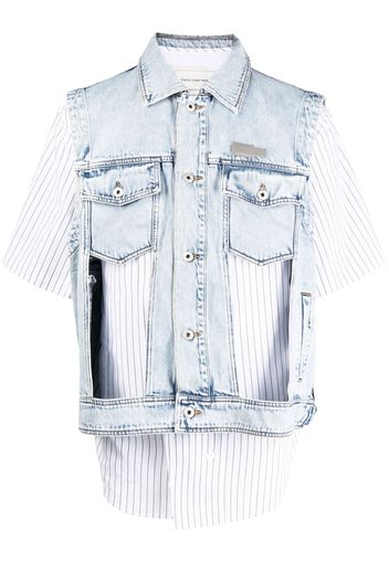 Feng Chen Wang cut-out detail denim vest - Bianco