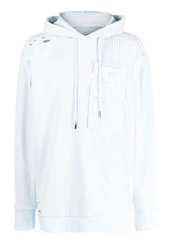 Feng Chen Wang patchwork stripped hoodie - Blu