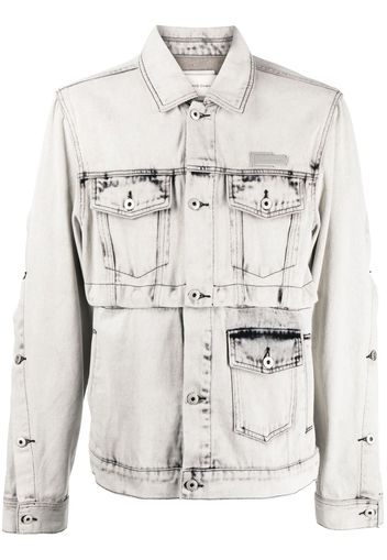 Feng Chen Wang Giacca denim con effetto schiarito - Grigio