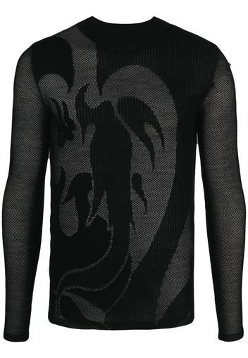 Feng Chen Wang Phoenix sheer jacquard-knit jumper - Nero