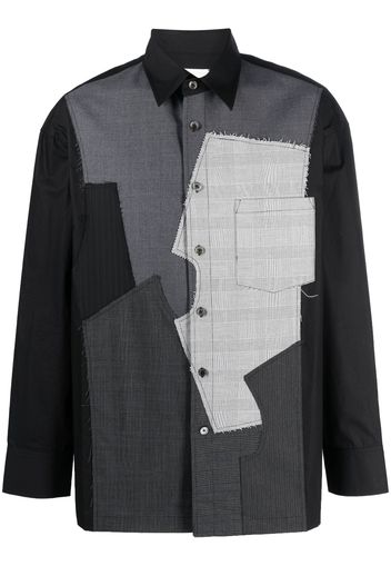 Feng Chen Wang patchwork-design long-sleeve shirt - Grigio