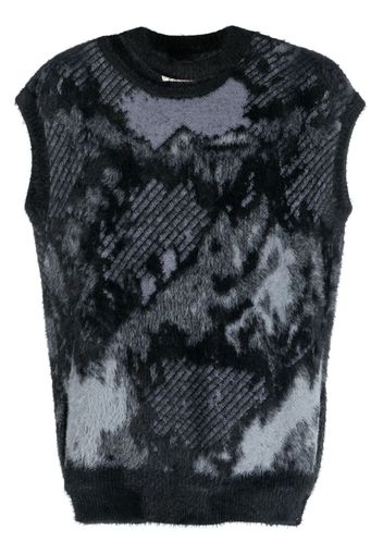 Feng Chen Wang patterned jacquard sleeveless jumper - Grigio