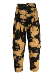 Feng Chen Wang Pantaloni affusolati con fantasia tie-dye - Nero