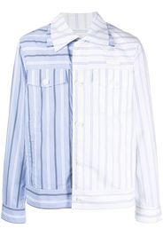 Feng Chen Wang pinstripe two-tone shirt - Blu