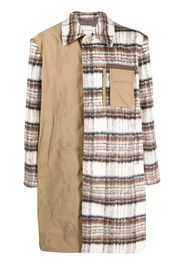 Feng Chen Wang tartan patchwork shirt coat - Marrone