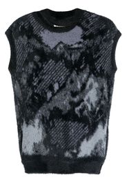 Feng Chen Wang patterned jacquard sleeveless jumper - Grigio