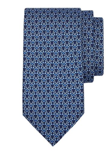 Ferragamo Gancini-print silk tie - Blu