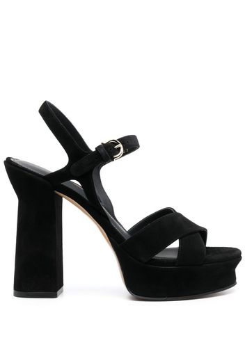 Ferragamo Gancini-buckle suede platform sandals - Nero