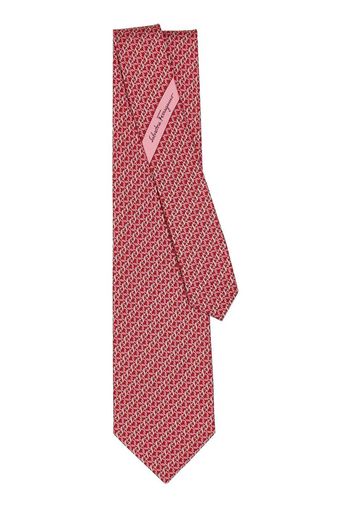 Ferragamo Gancini print silk tie - Rosso