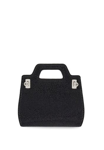 Ferragamo Borsa mini con cristalli - Nero