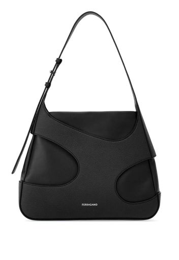 Ferragamo logo-print cut-out detailing shoulder bag - Nero