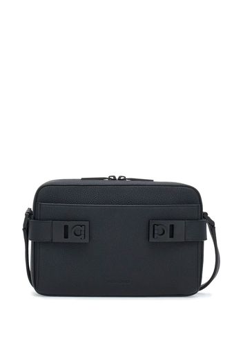 Ferragamo Gancini buckle embellished leather shoulder bag - Nero