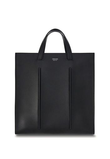 Ferragamo logo-print leather tote bag - Nero