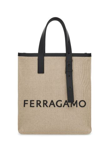 Ferragamo embossed-logo leather tote bag - Toni neutri