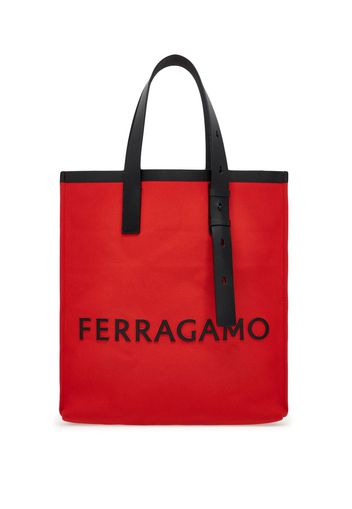 Ferragamo logo-embossed open-top tote bag - Rosso