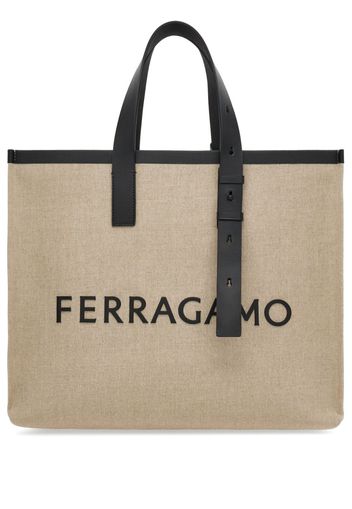 Ferragamo logo-embossed leather tote bag - Toni neutri