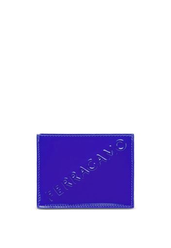 Ferragamo logo-embossed patent-leather cardholder - Blu