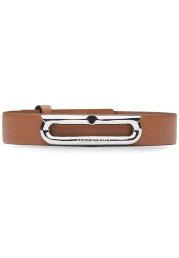 Ferragamo Gancini-plaque leather bracelet - Marrone