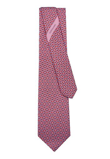 Ferragamo Gancini-print silk tie - Rosso