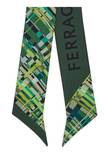 Ferragamo check-print silk scarf - Verde