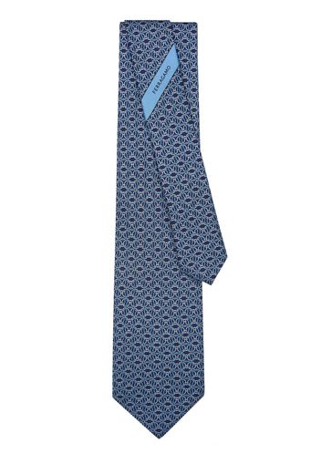 Ferragamo Gancini-print silk tie - Blu