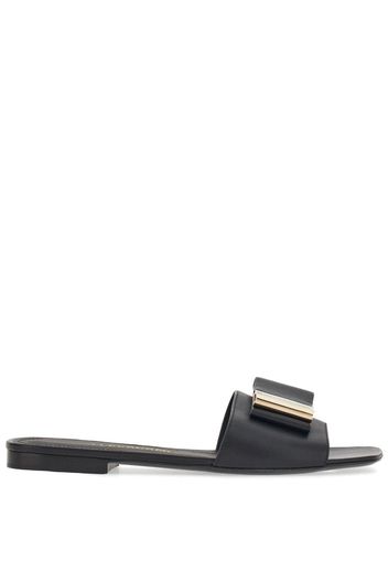 Ferragamo Double-bow logo-engraved slides - Nero