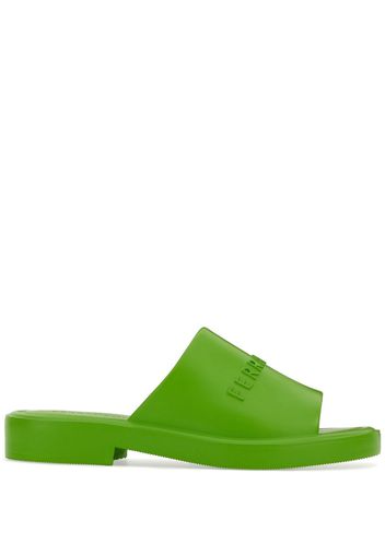 Ferragamo logo-debossed open-toe slides - Verde