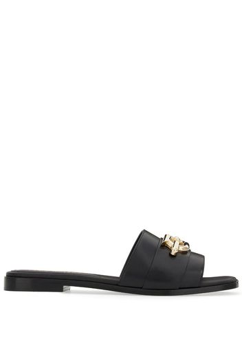 Ferragamo Gancini-plaque leather slides - Nero