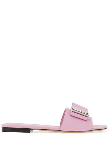 Ferragamo Double-bow leather slides - Rosa