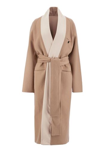 Ferragamo tied-waist wool coat - Toni neutri