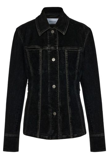 Ferragamo contrast-stitching velvet buttoned jacket - Nero