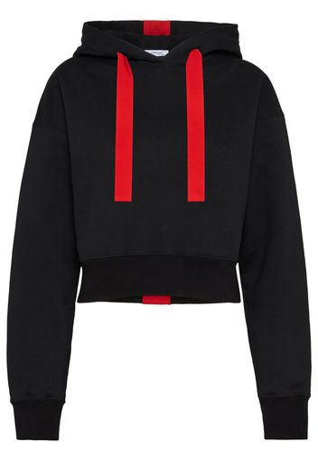 Ferragamo contrasting-detail drawstring cropped hoodie - Nero