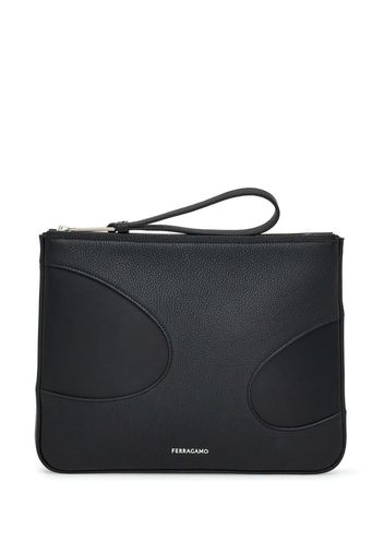 Ferragamo cut-out detailing leather clutch bag - Nero