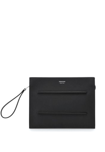 Ferragamo logo-print leather document holder - Nero