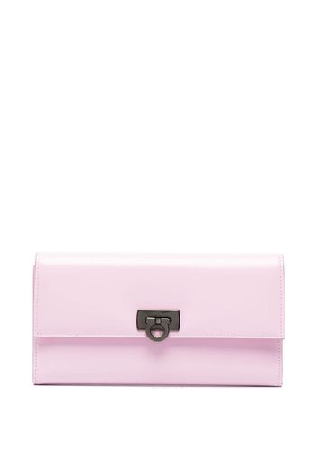 Ferragamo Gancini flip-lock leather wallet - Rosa