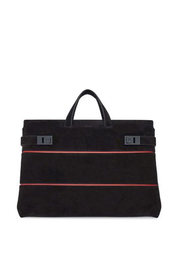 Ferragamo Gancini-plaque suede tote bag - Nero