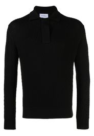 Ferragamo cable-knit short button-up jumper - Nero