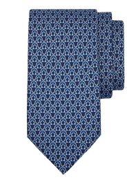 Ferragamo Gancini-print silk tie - Blu